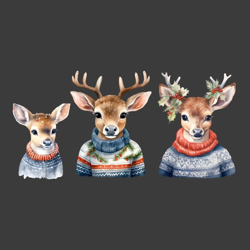 Winterhirsche Pullover-Trio