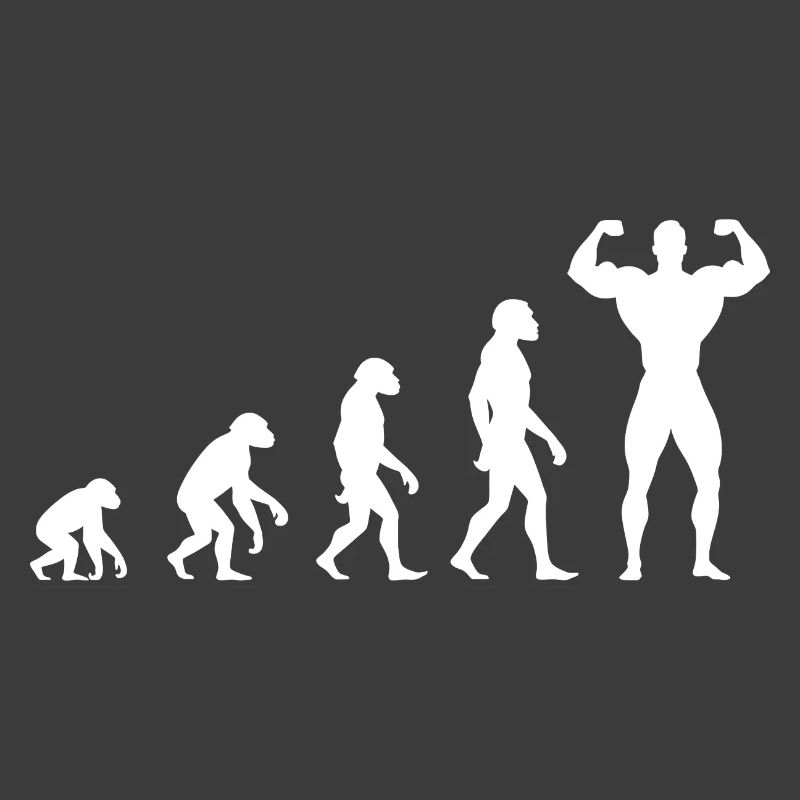 Evolution from prehistoric man to muscleman