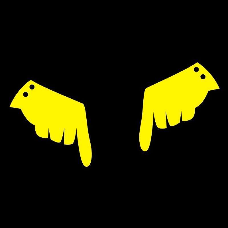 two fancy gloved hands pointing down