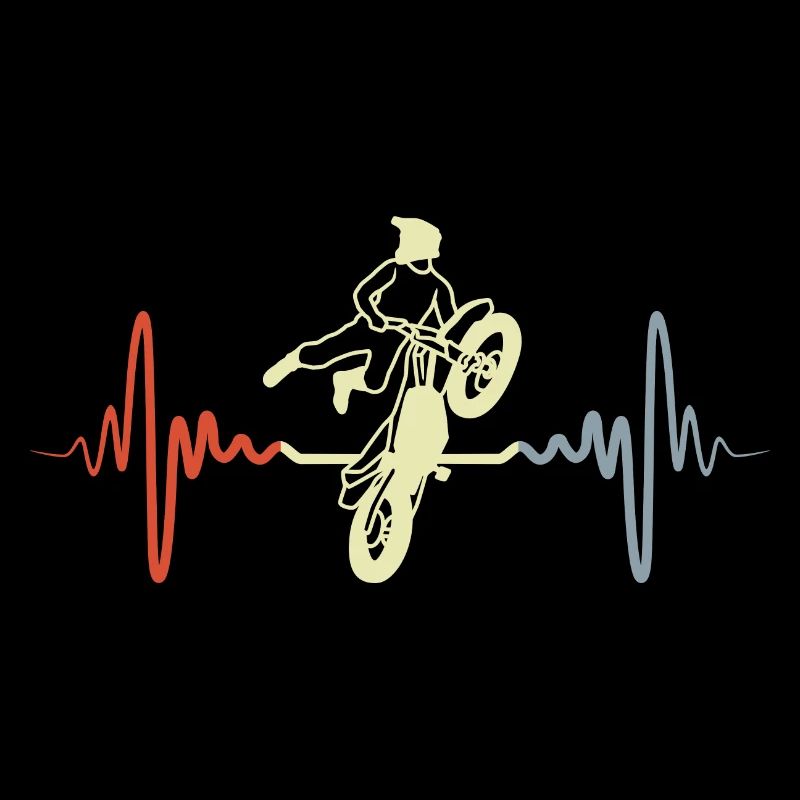 Retro Motocross Heart Line