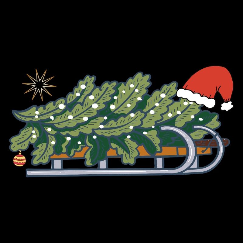 Weihnachtsbaum auf einem Schlitten