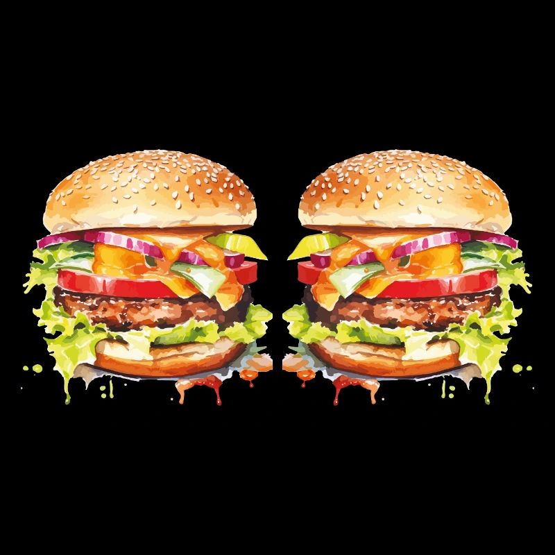Burger Watercolor Explosion