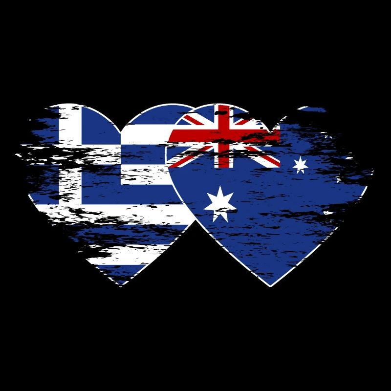 Grèce Australie drapeau coeur utilisé