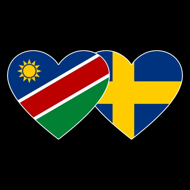 Namibia Schweden Flagge Herz