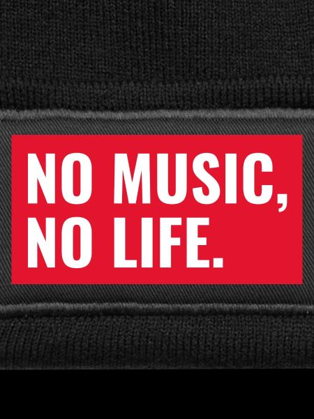 Musik-Statement auf rotem Hintergrund
