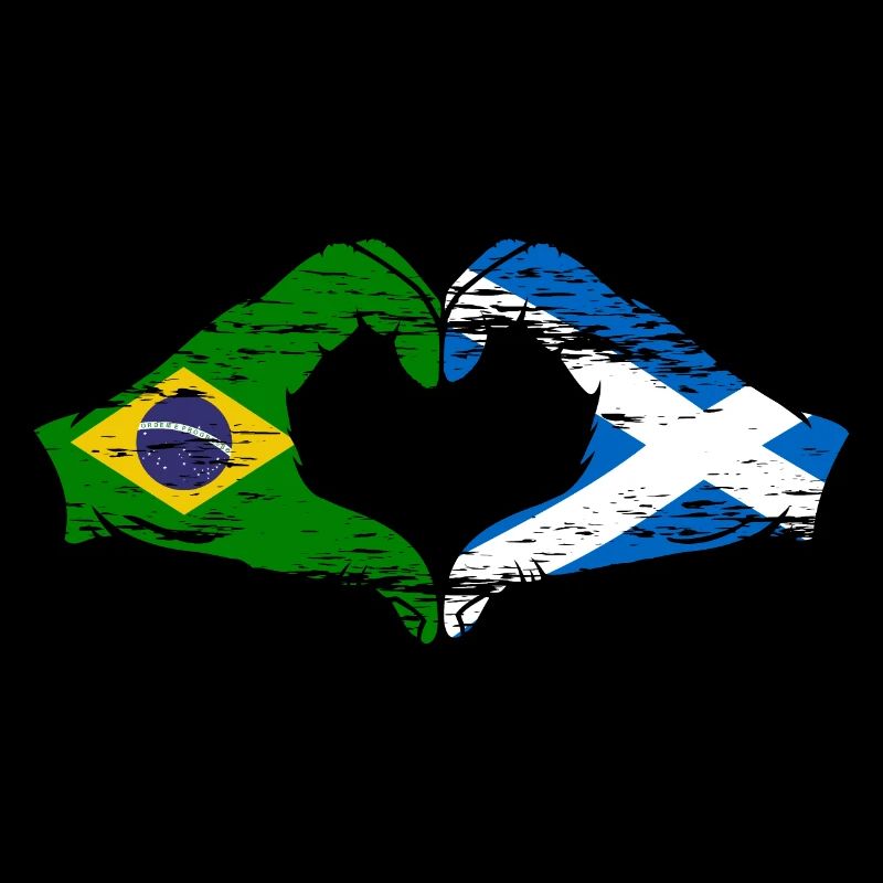 Brésil Ecosse drapeau mains forme de coeur utilisé