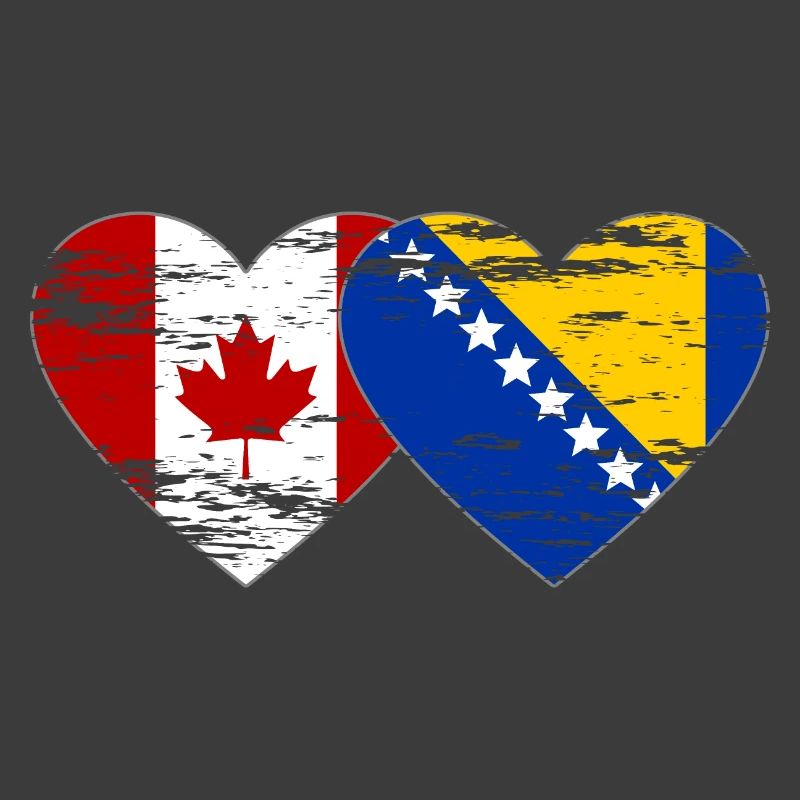 Canada Bosnie drapeau coeur utilisé