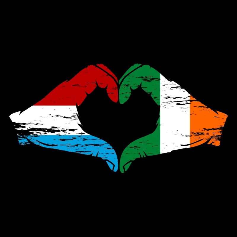 Luxembourg Ireland flag hands heart shape used