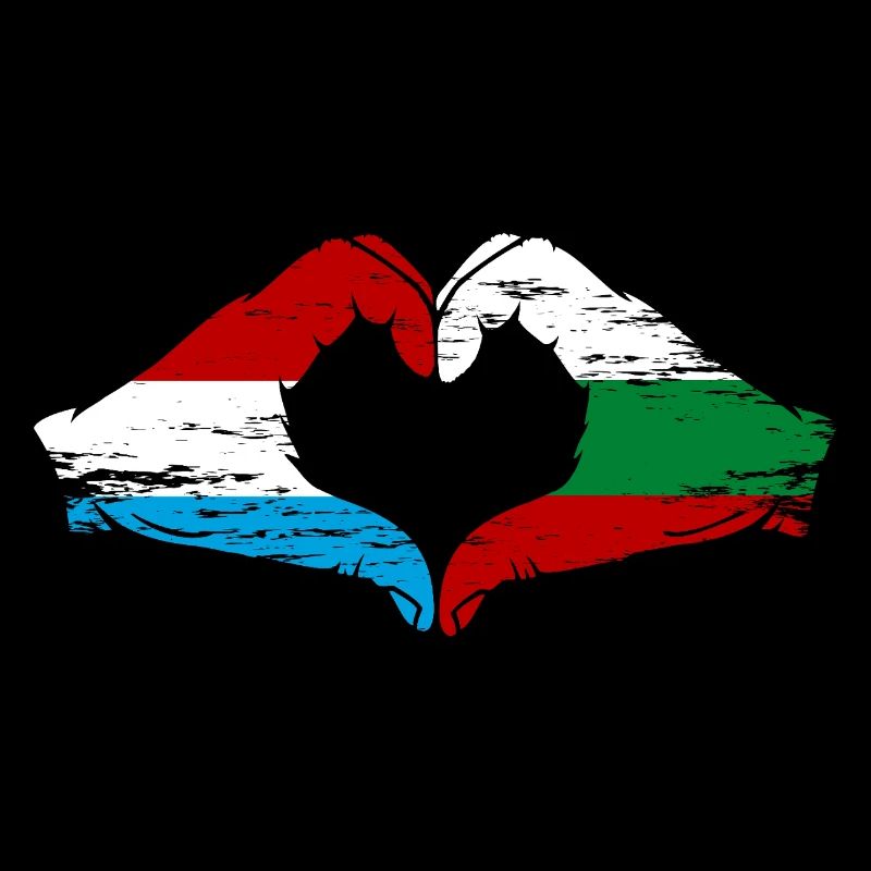 Luxembourg Bulgaria flag hands heart shape used