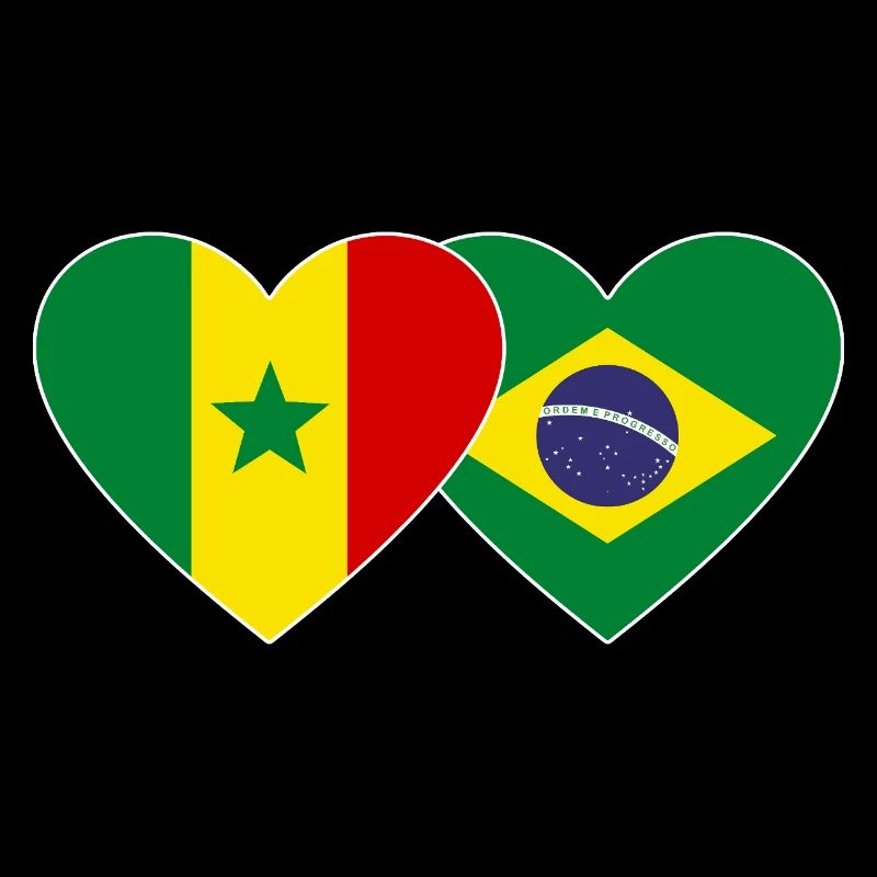 Sénégal Brésil Drapeau Mains Coeur Forme
