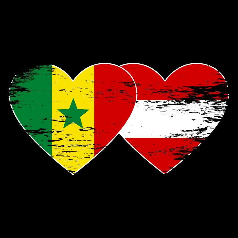 Sénégal Autriche Drapeau Mains Coeur Utilisé