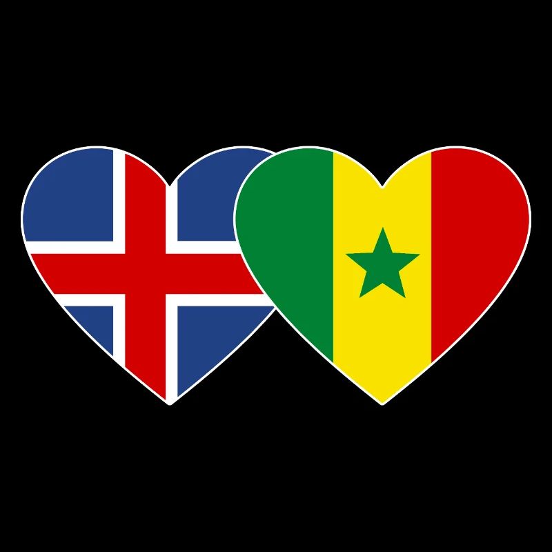 Islande Sénégal Drapeau Mains Coeur Forme