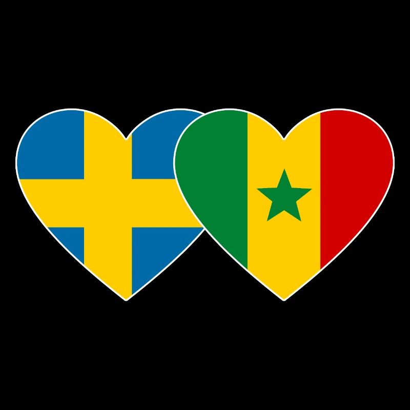 Sweden Senegal Flag Heart