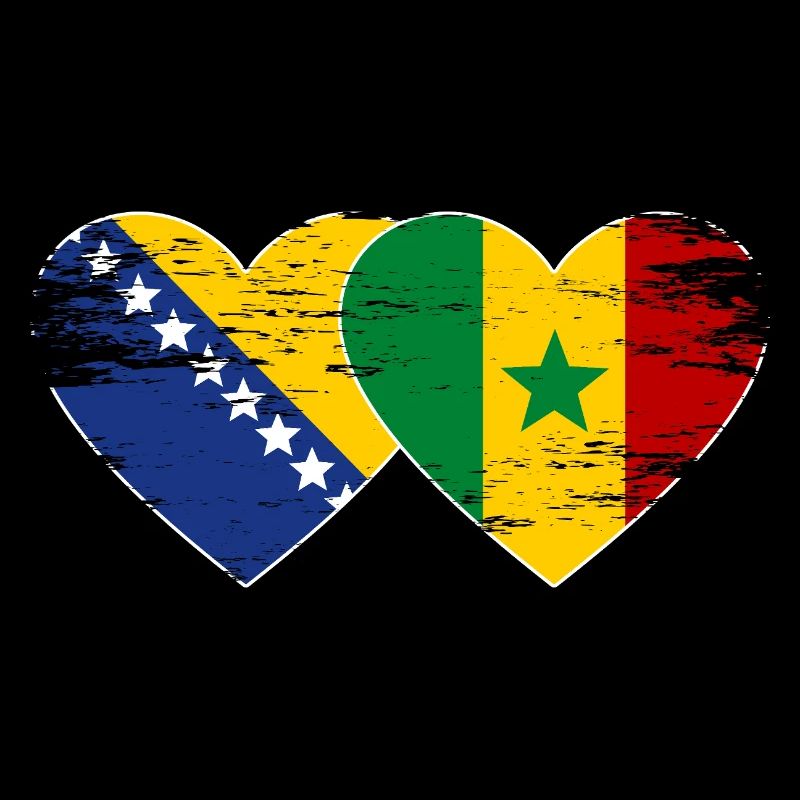 Drapeau Bosnie-Sénégal Coeur
