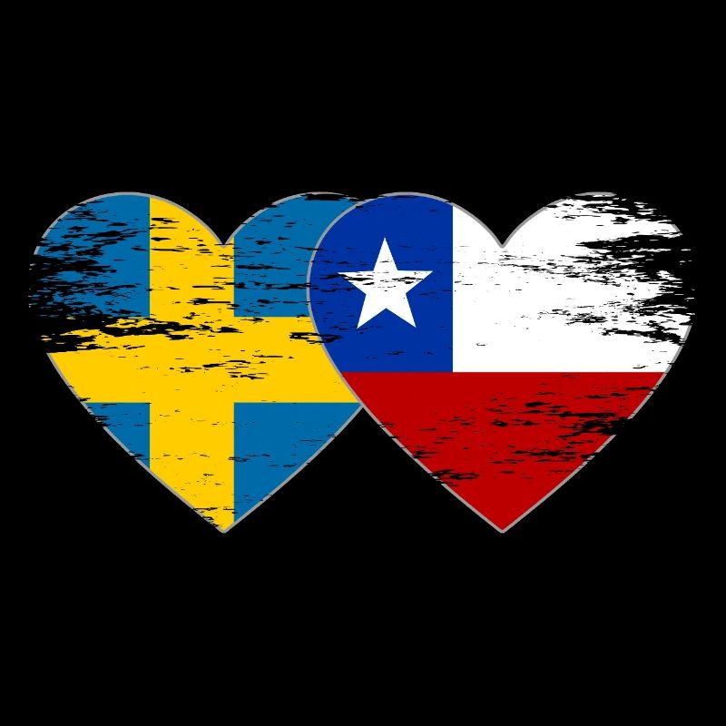 Suède Chili drapeau coeur utilisé