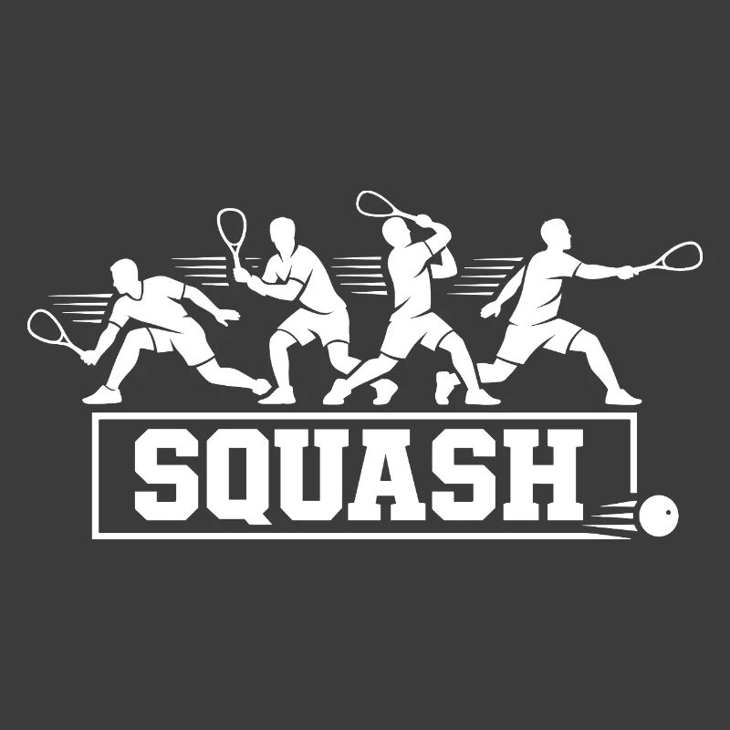 Retro Squash Player Action Sequence Silhouette Art