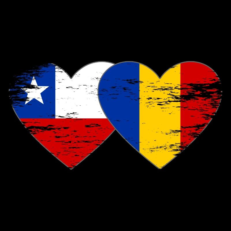 Chile Romania flag heart used