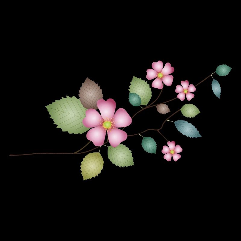 Branche avec de délicates fleurs d’églantier – détails naturels