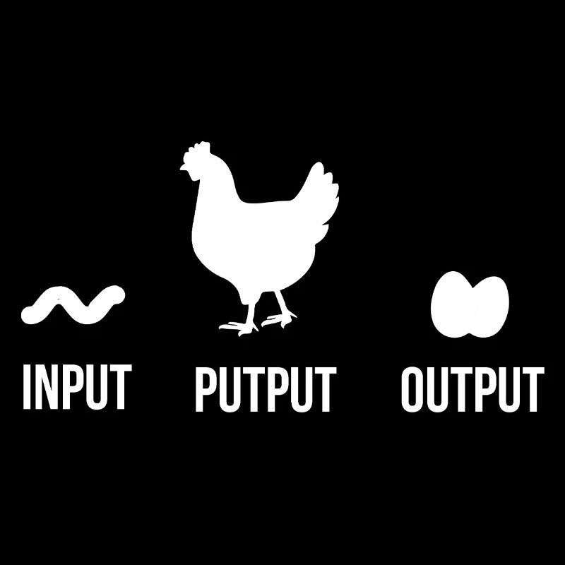 Input Putput Output Lustig Hühner Huhn Bauer
