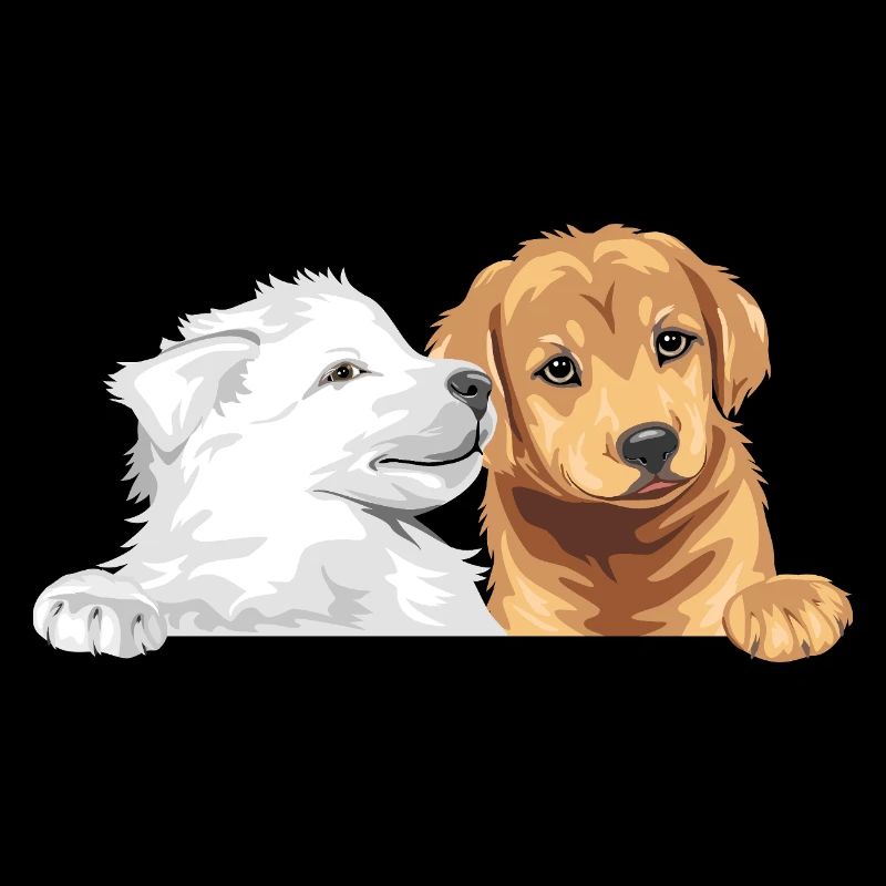 White Swiss Shepherd and Golden Retriever