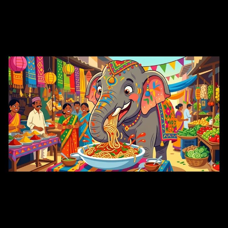 Elefanten-Spaghetti-Witz-Kunst