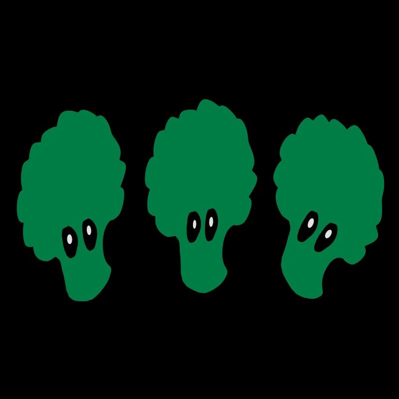 3 funny broccoli vegetables vector art