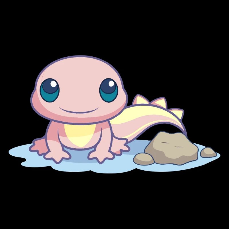 Kleiner rosa Salamander am Ufer