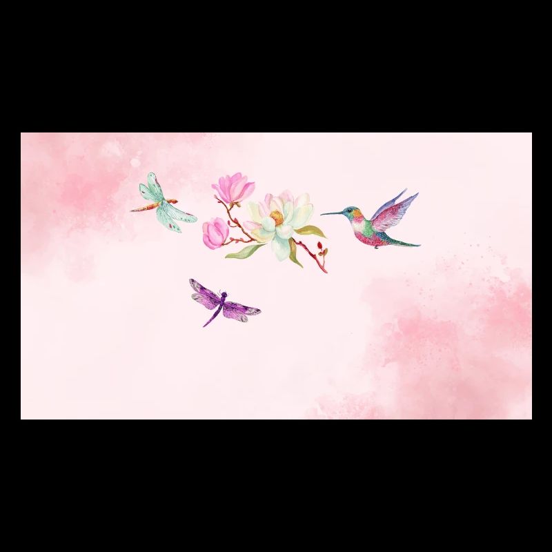 Schöner Vogel mit Fliegen und Blume