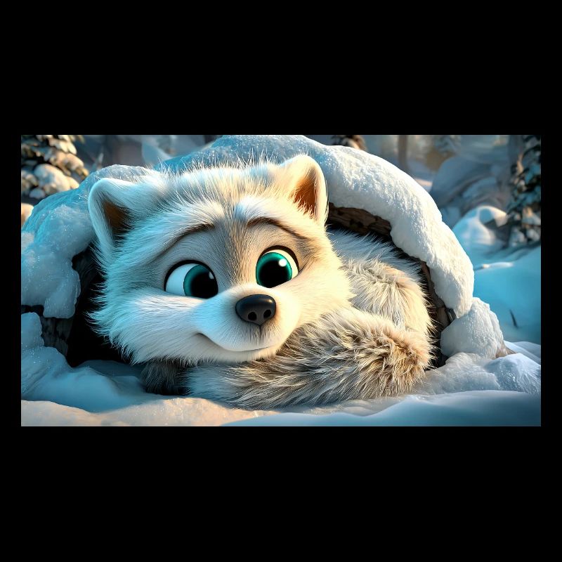 Flauschiger Polarfuchs im Schnee