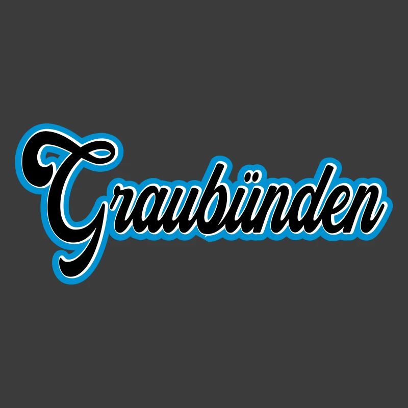 Graubünden Script mit Blau Outline
