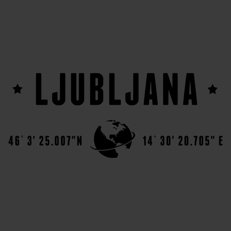 Ljubljana GPS Coordinates Globe Modern Typography