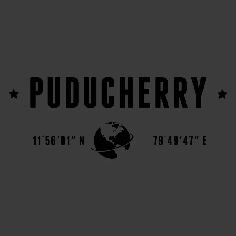 PUDUCHERRY Stylized Geographical Coordinates