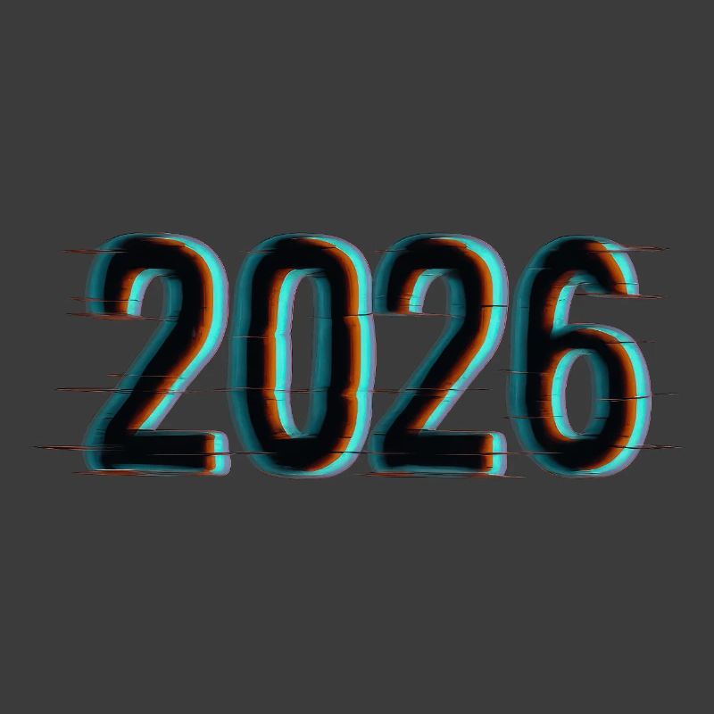 Futuristic Year 2026 Design with Neon Effect