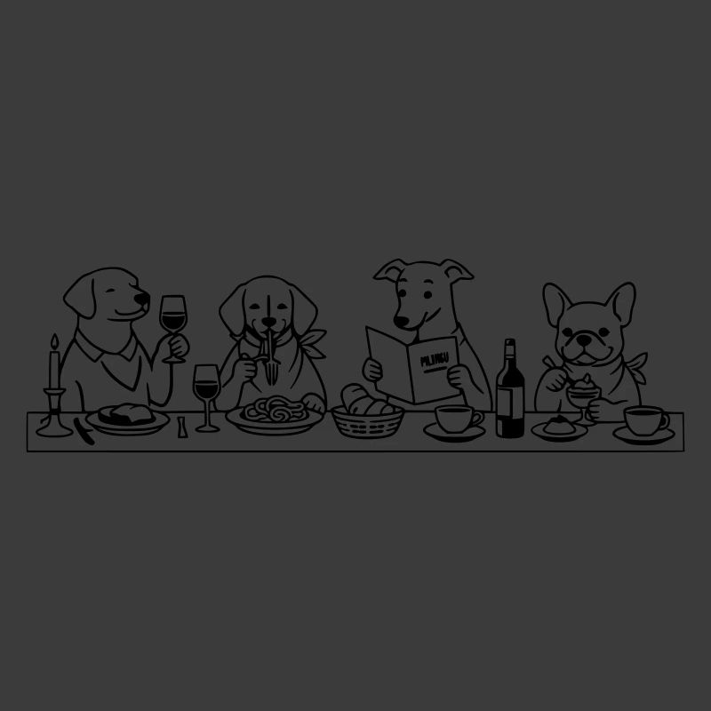 Dining Dogs Line Art