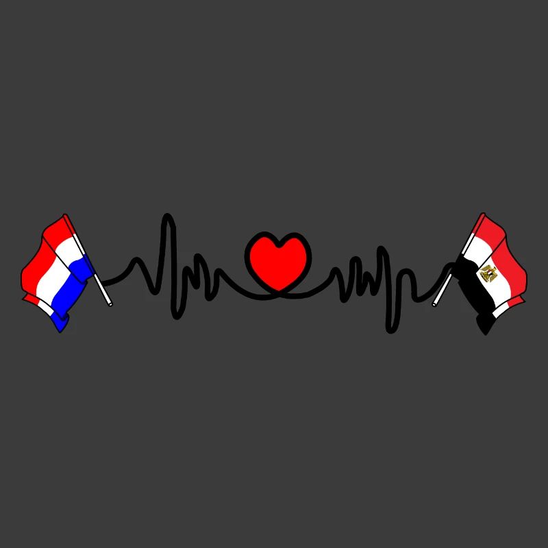 Cardio coeur avec drapeau Pays-Bas, drapeau Egypte