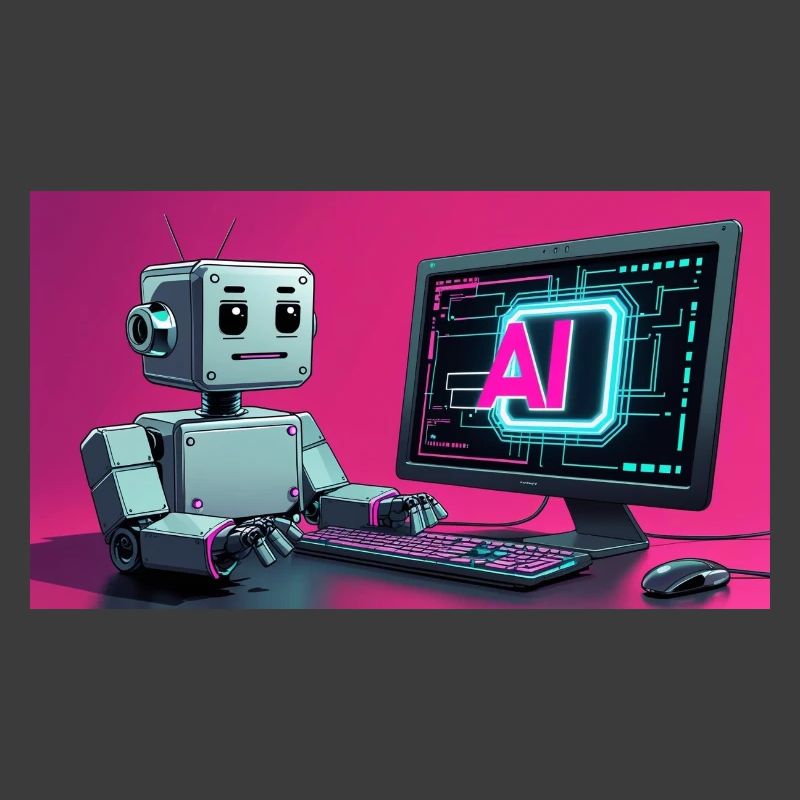 Futuristischer KI-Roboter und Tech-Bildschirm