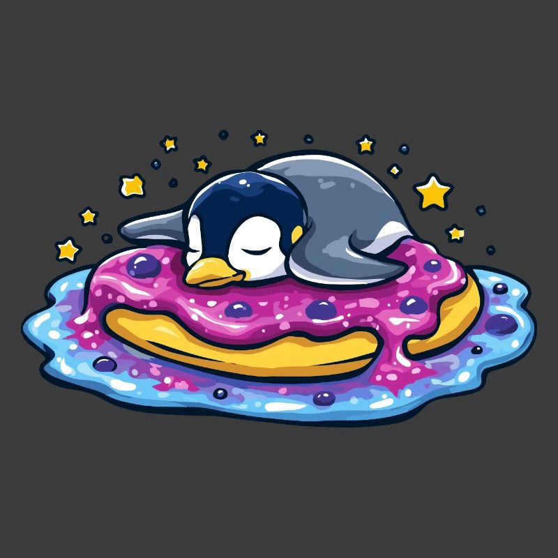 Sleeping penguin on donut