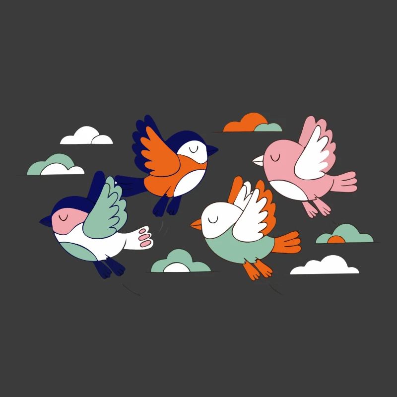 Lebhafte Schwarmfliegende Vögel