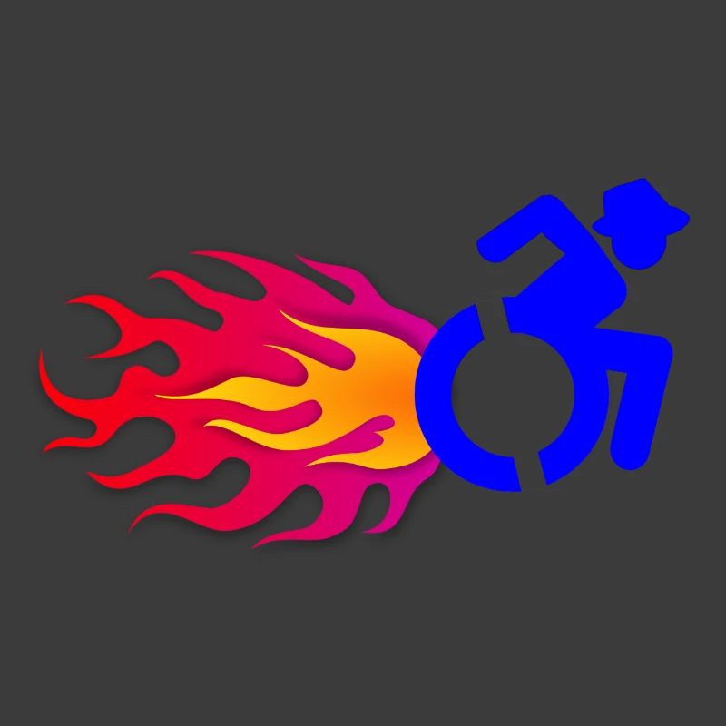 Rollstuhlfahrer mit Flammen #