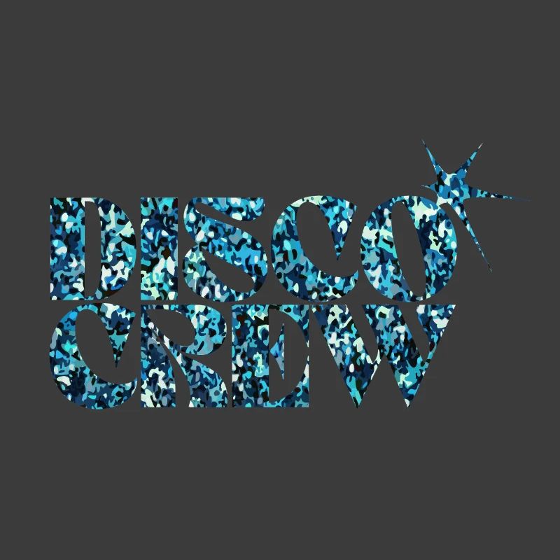 Disco Crew Glitter Blue Typography