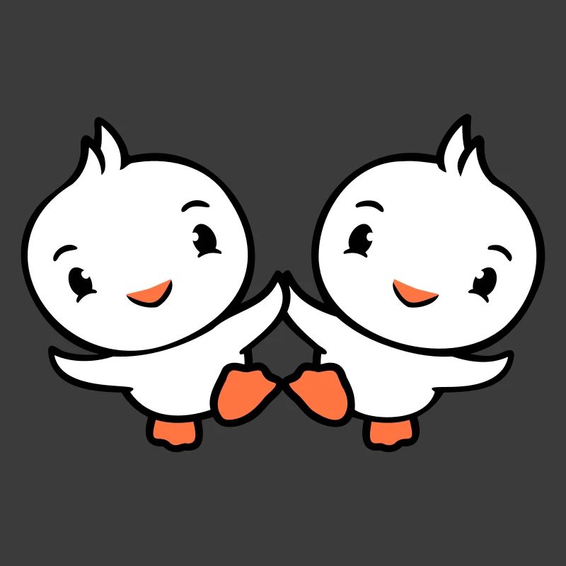 2 Canards Amis Heureux Mignon Mignon Amical