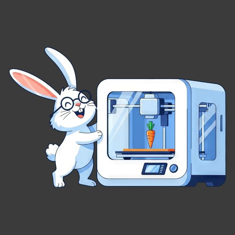 Lustiges Kaninchen Nerd Programmierer 3D Drucker