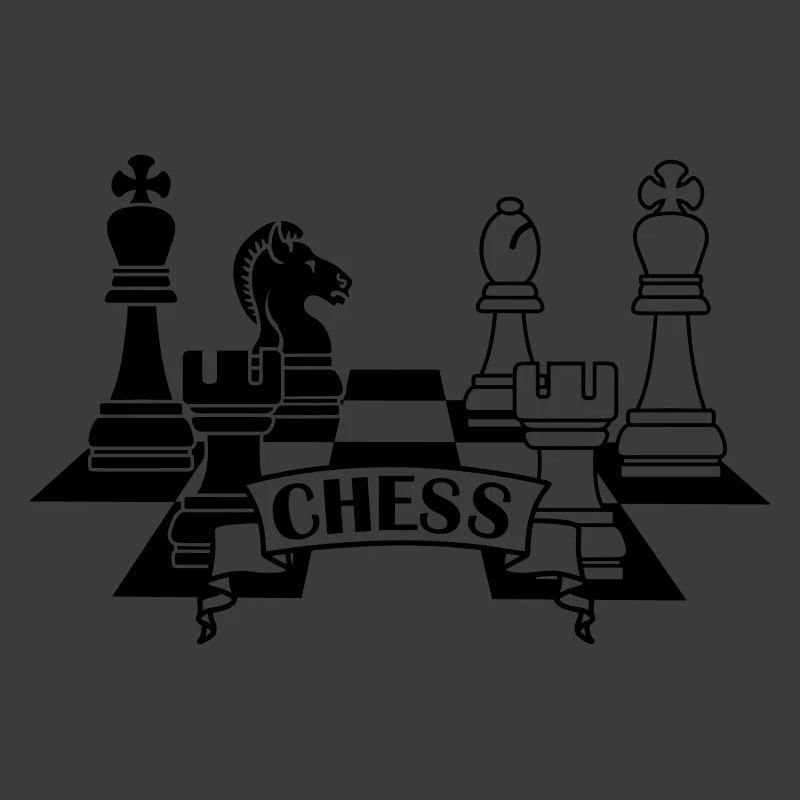 Schachfiguren mit Text CHESS