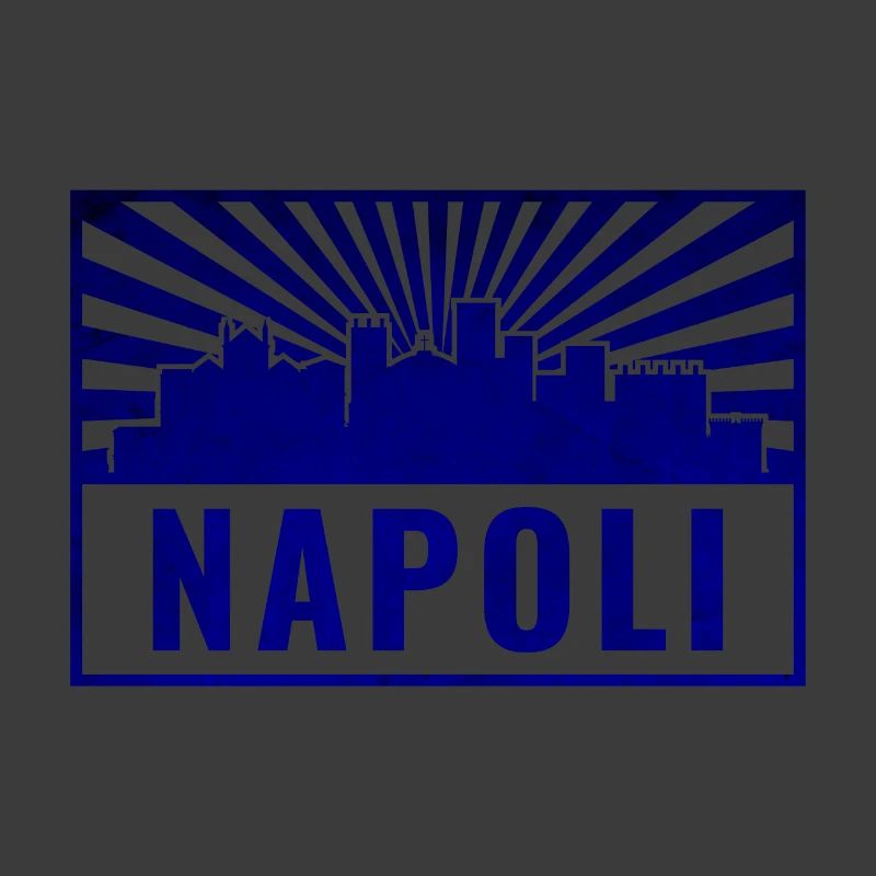 Napoli Skyline Blau Stamp