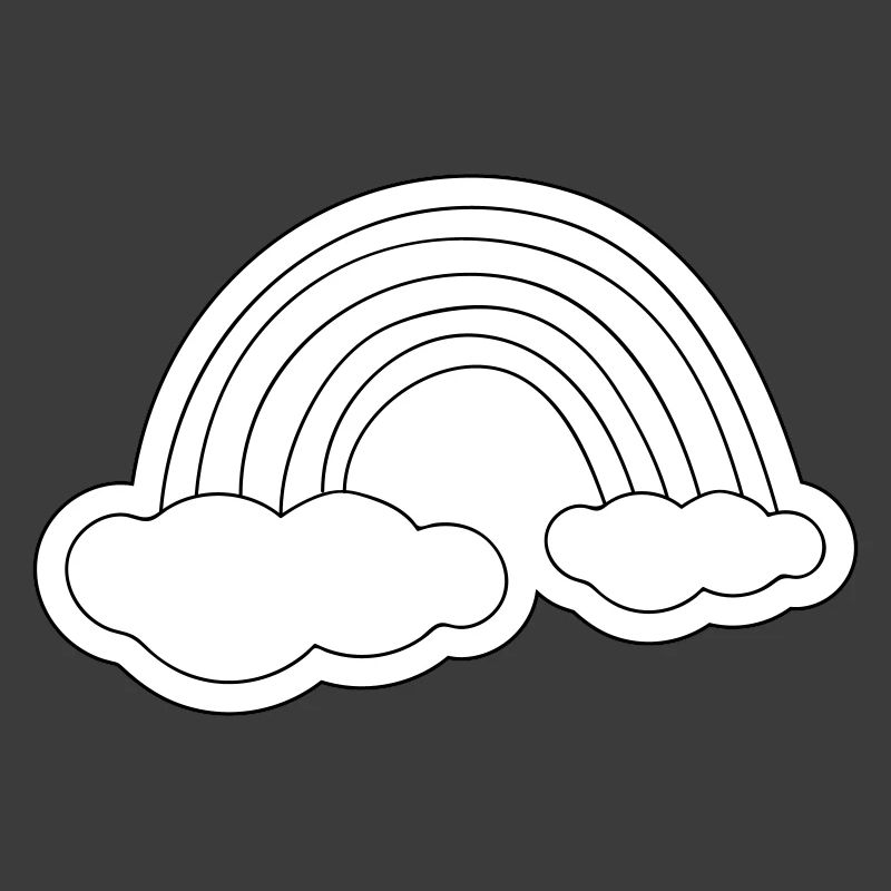 Minimalist rainbow on clouds