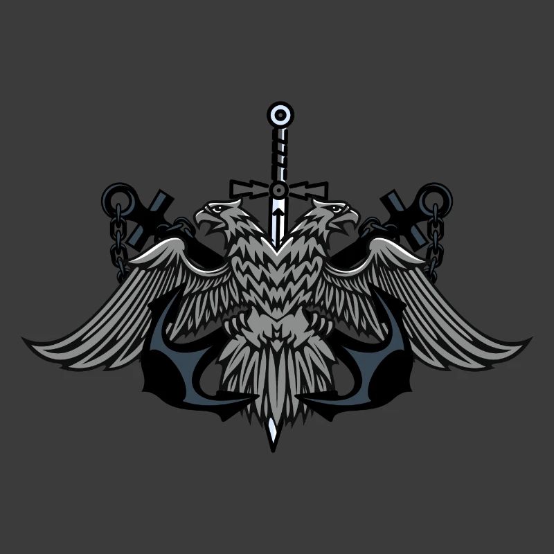 Twin Eagle Crest with Sword