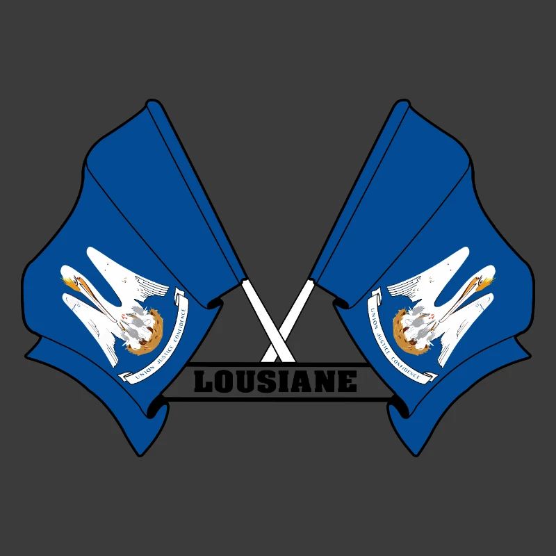 Two flags text LOUSIANE