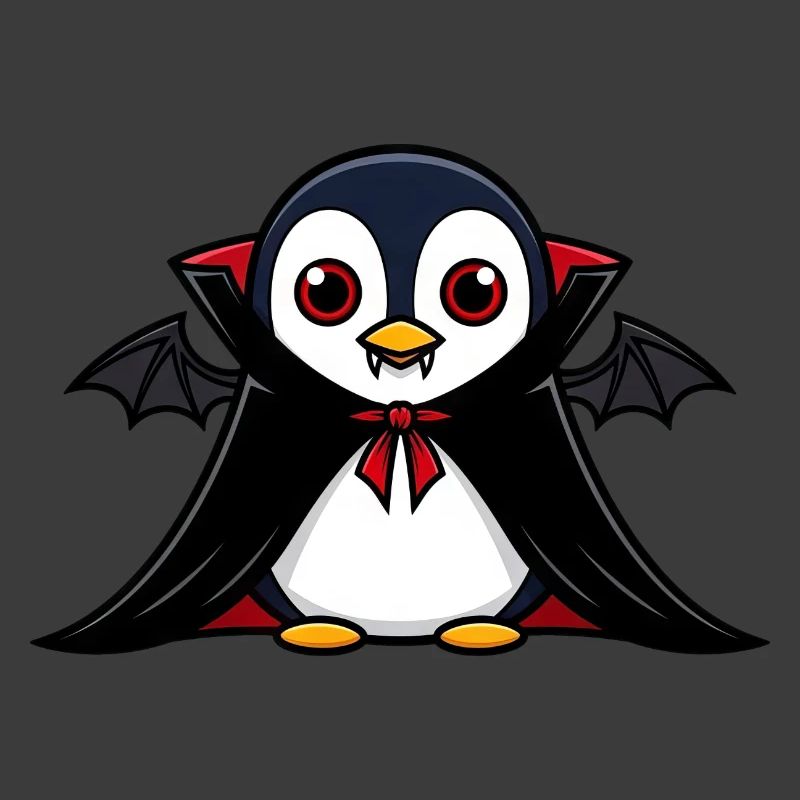 Cute Halloween Penguin Vampire Cartoon Chibi