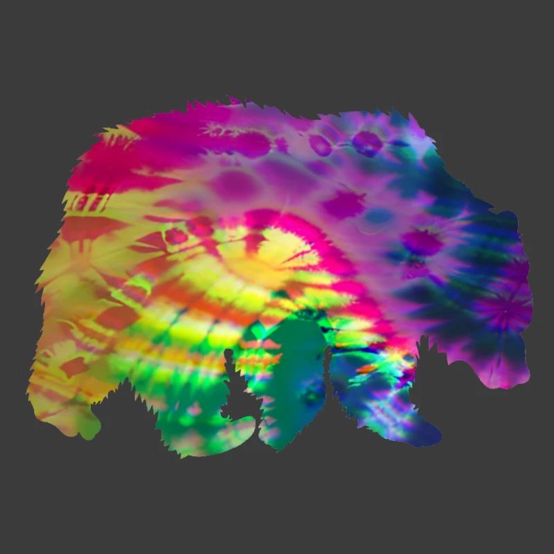 Bear Silhouette Tie Dye Batik Pattern