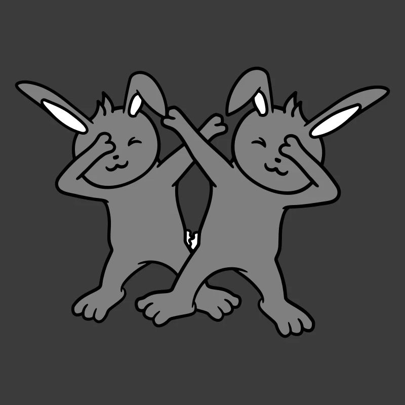 2 lapins Dabbing Dab Danse Pose Danse Soirée Célébrations